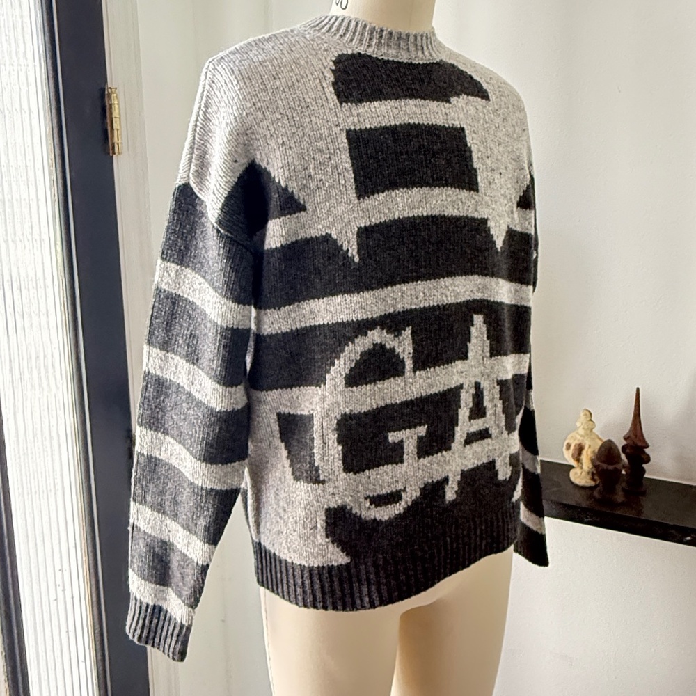 Emporio Armani Grey GA Print Men's crewneck sweater,‎ all sizes